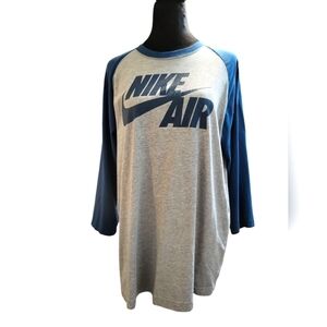 Nike Air Blue Greenand Gray Raglan T-Shirt Large